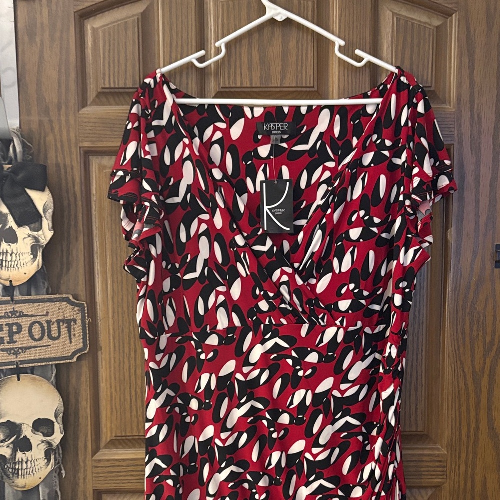Red and Black Abstract Dress